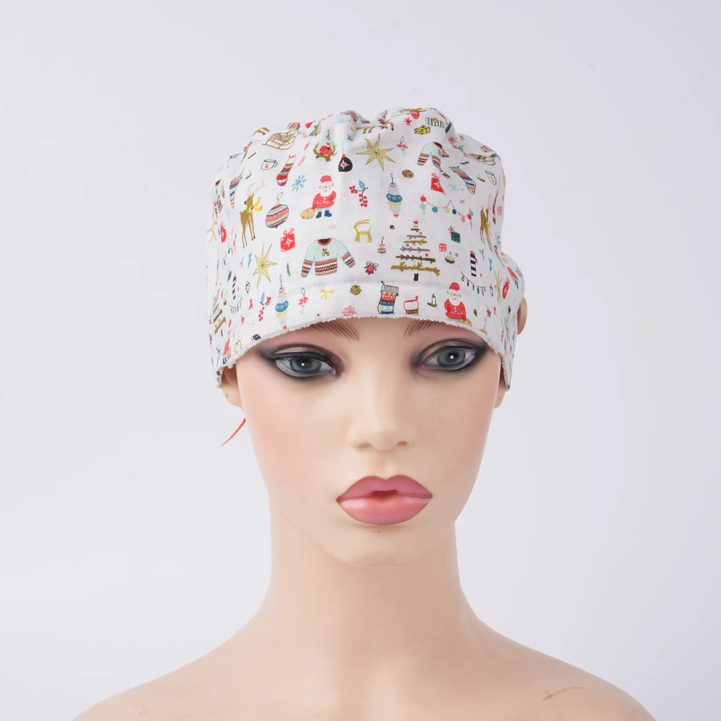 Christmas Ponytail Scrub Cap