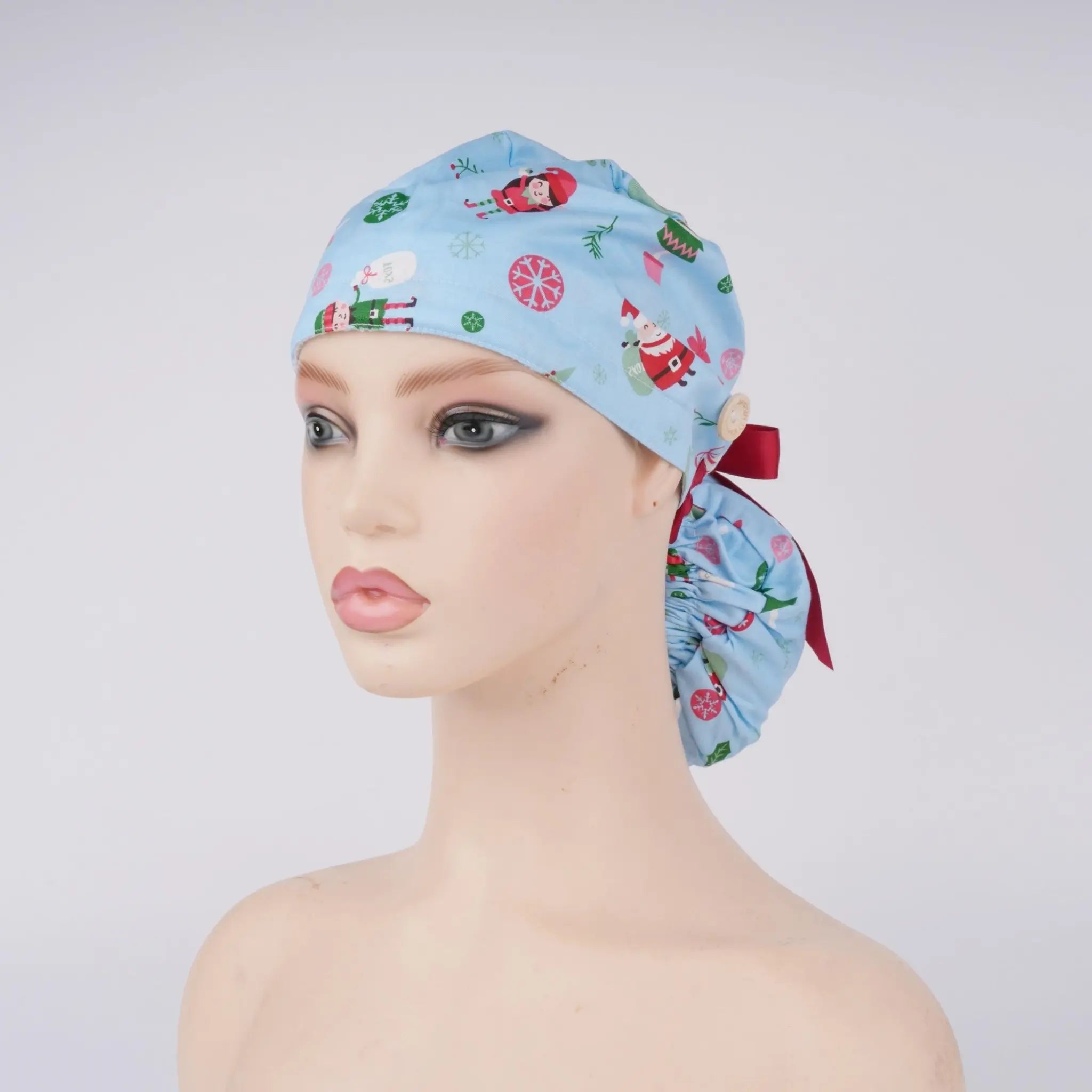 Festive Santa Ponytail Scrub Cap
