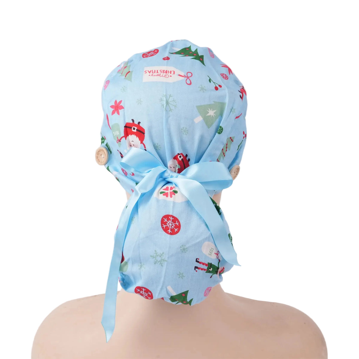 Festive Santa Ponytail Scrub Cap