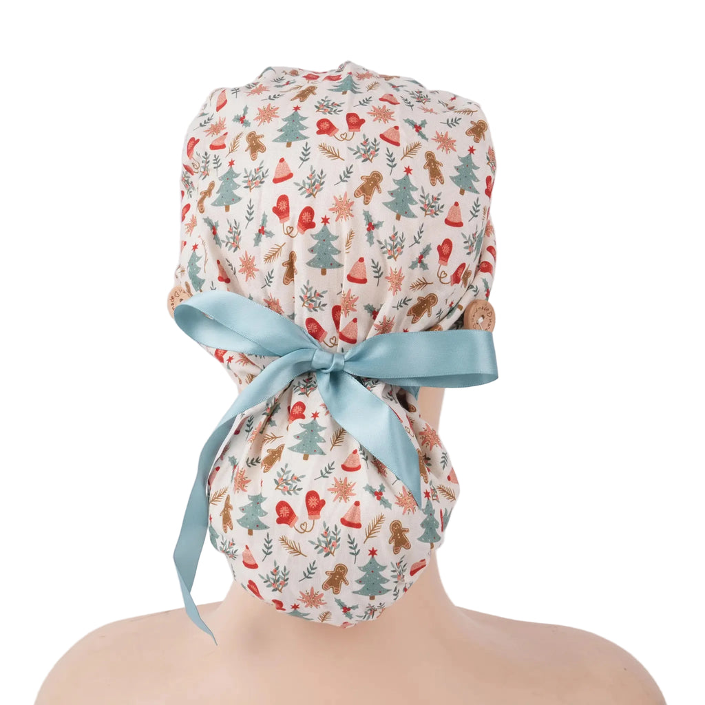 Christmas Ponytail Scrub Cap