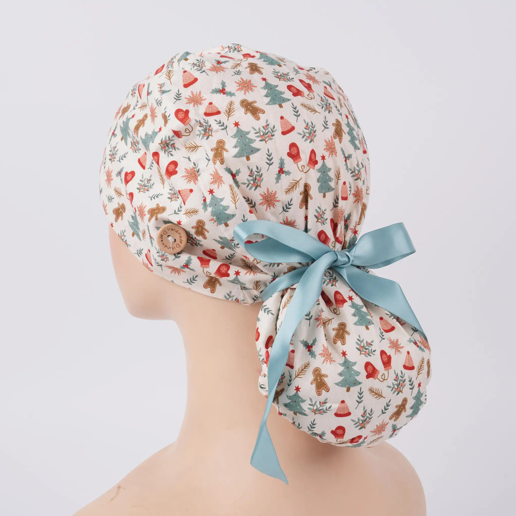 Christmas Ponytail Scrub Cap