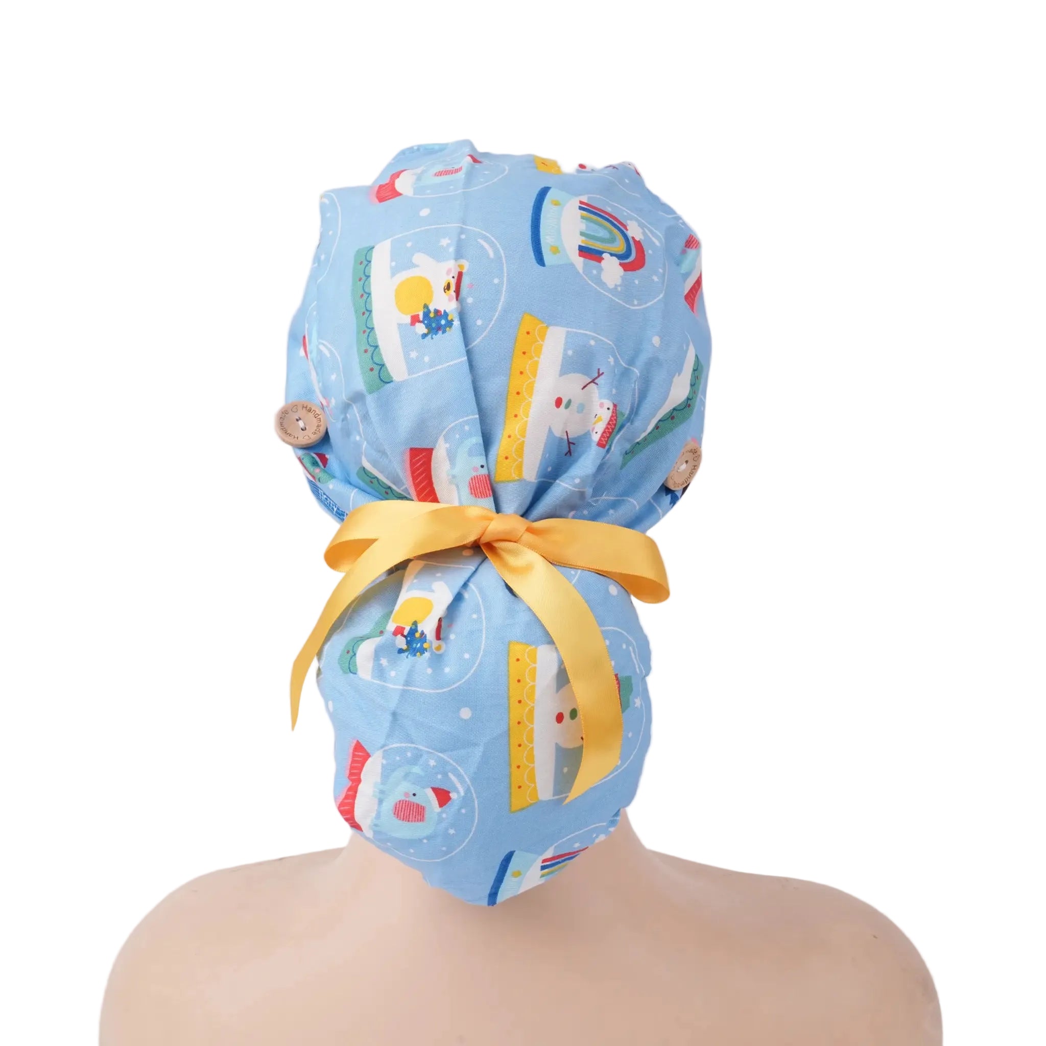 Sky Blue Christmas Ponytail Scrub Cap