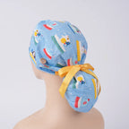 Sky Blue Christmas Ponytail Scrub Cap