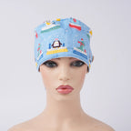 Sky Blue Christmas Ponytail Scrub Cap