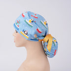 Sky Blue Christmas Ponytail Scrub Cap
