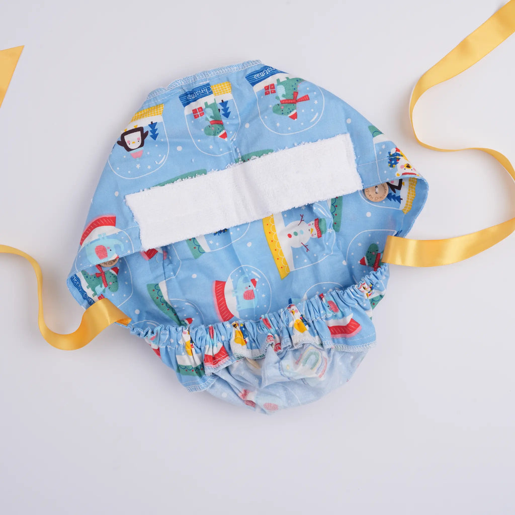 Sky Blue Christmas Ponytail Scrub Cap