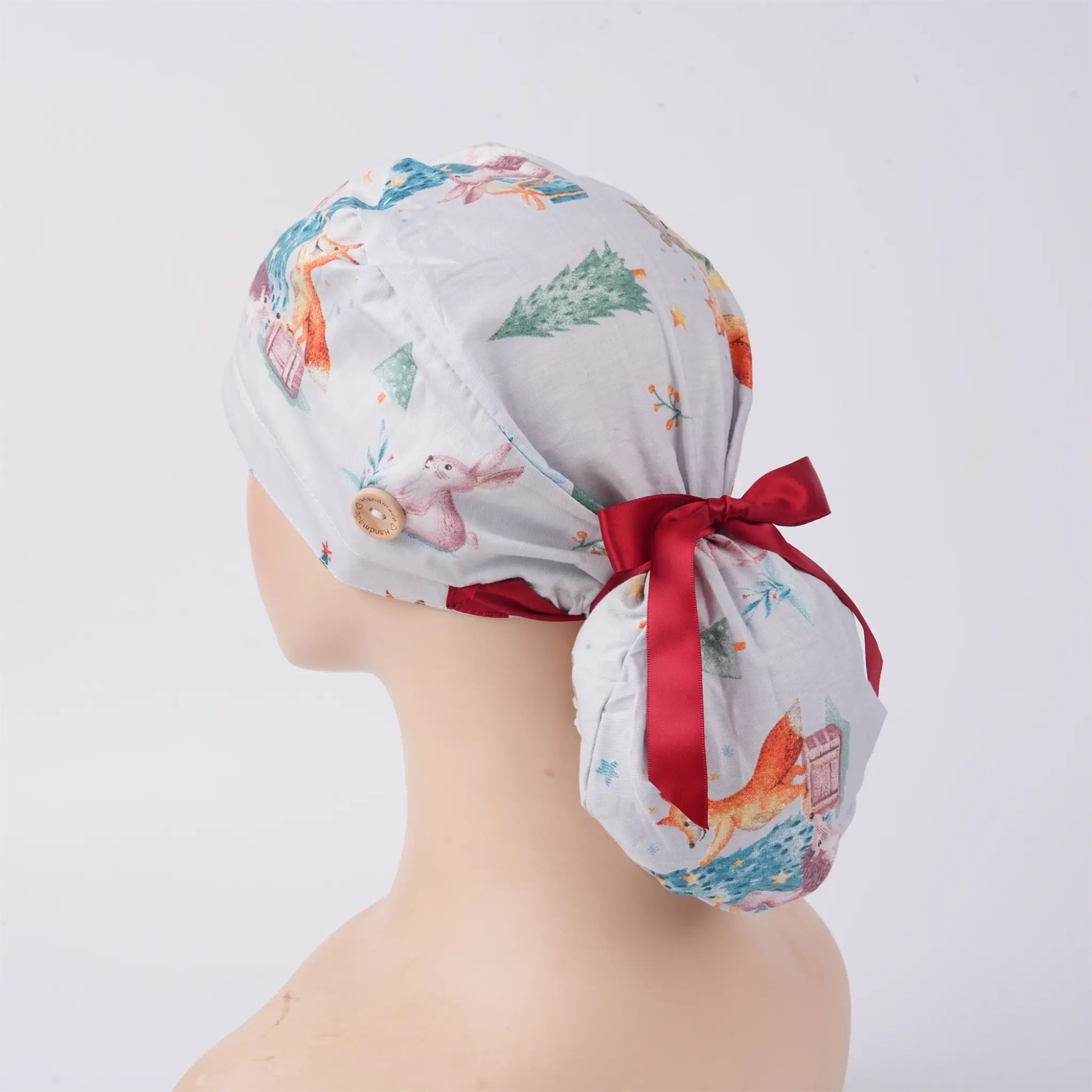 Winter Animals Ponytail Scrub Cap