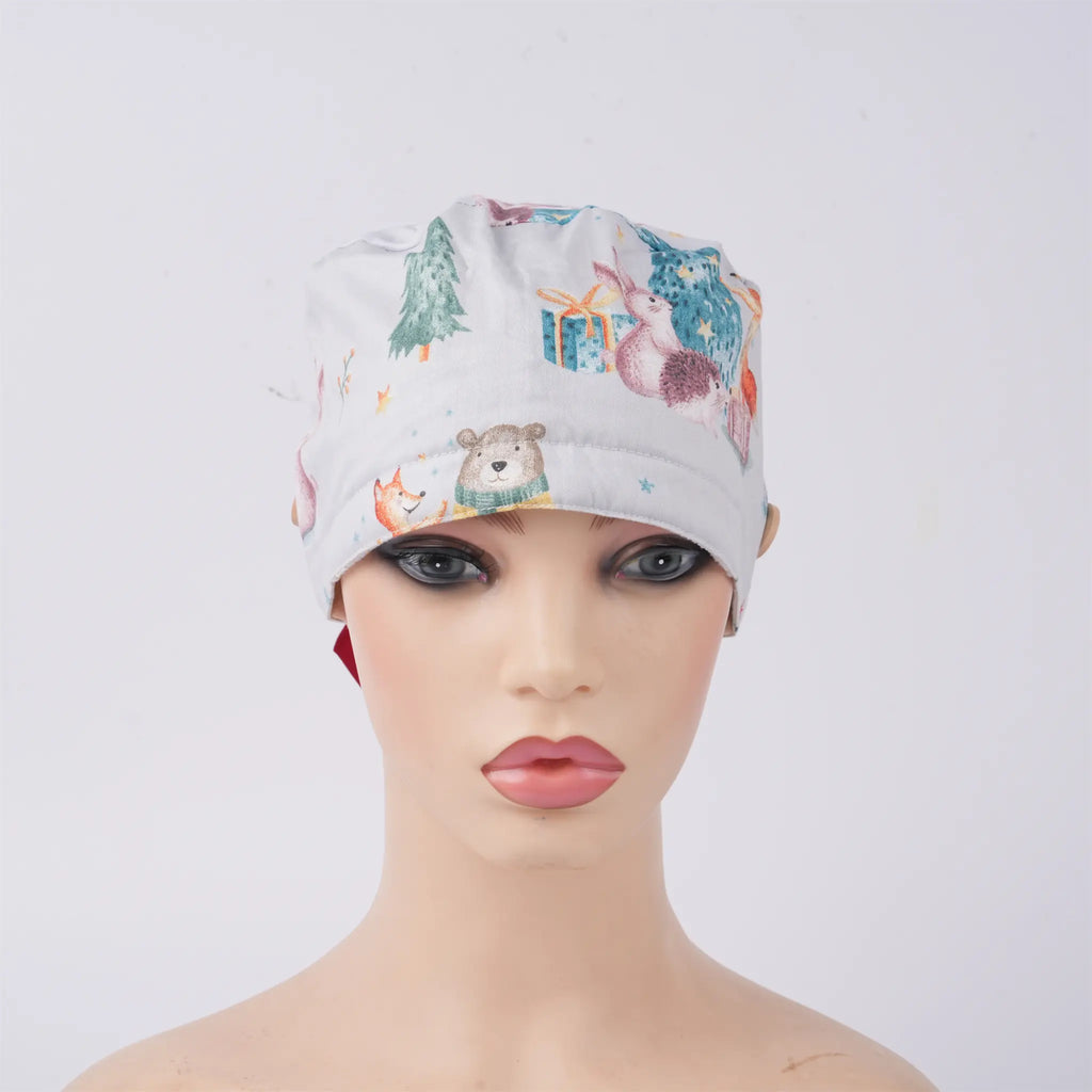 Winter Animals Ponytail Scrub Cap