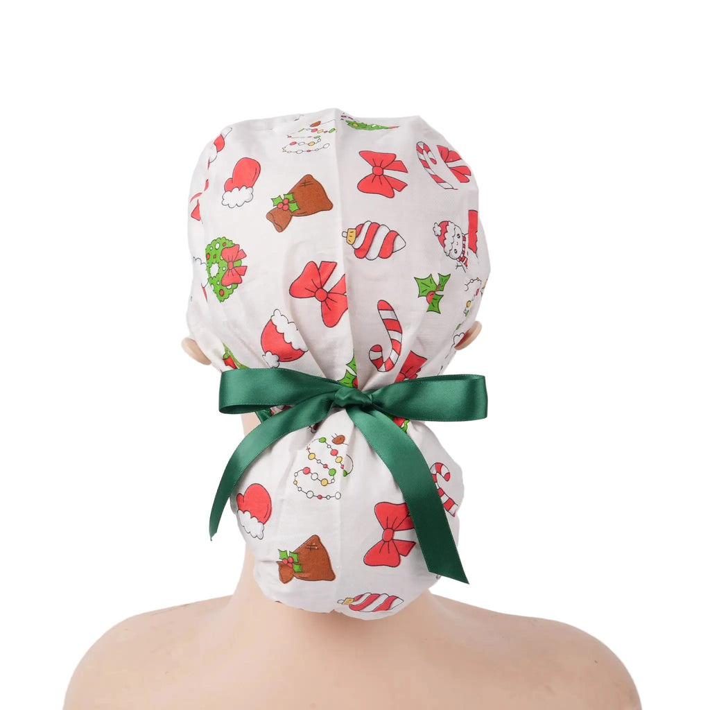 Christmas Ponytail Scrub Cap