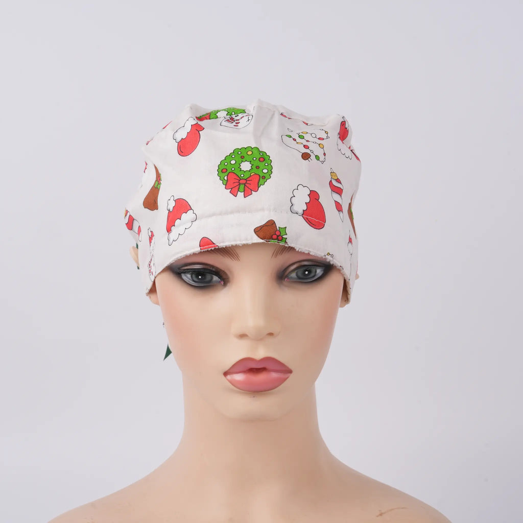 Christmas Ponytail Scrub Cap