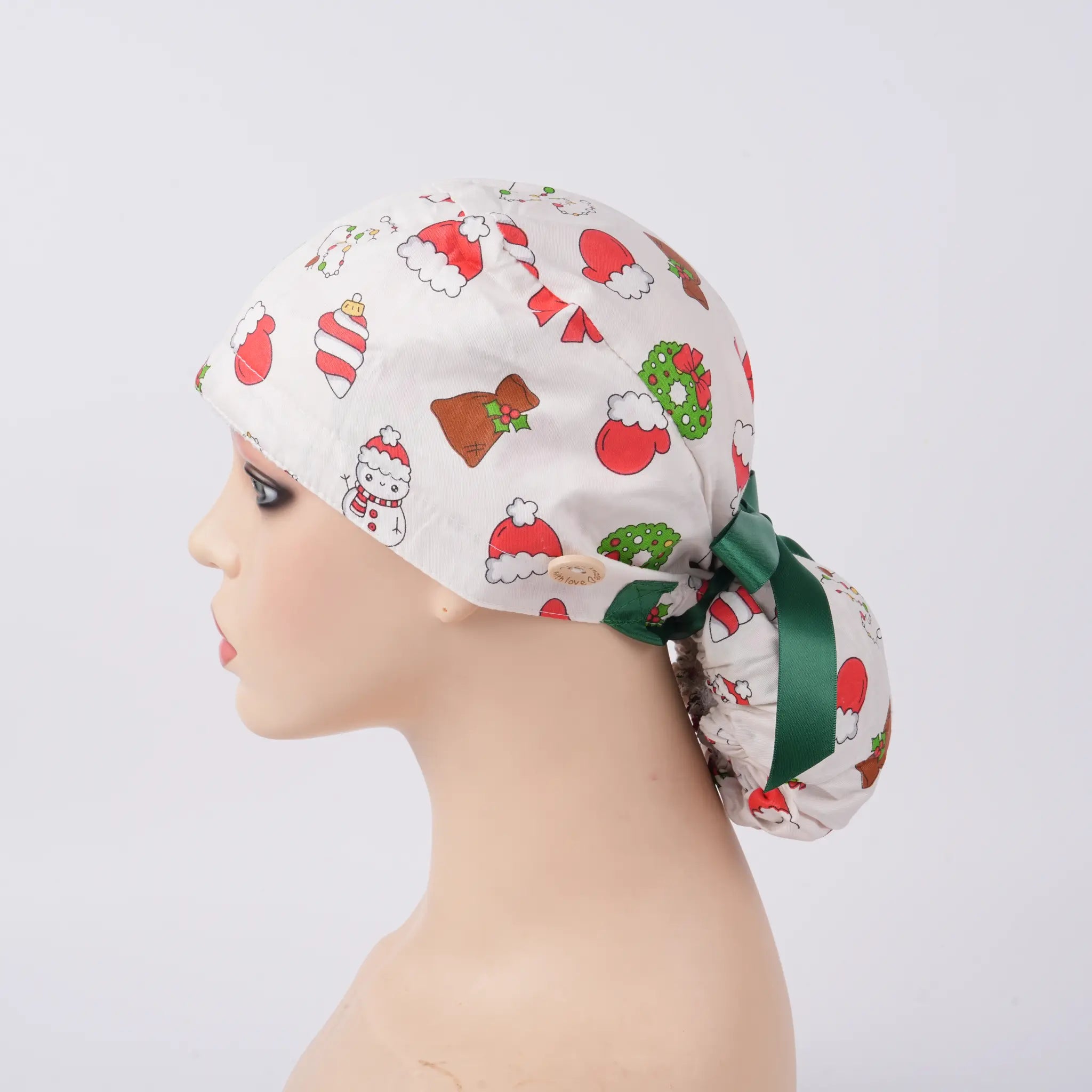 Christmas Ponytail Scrub Cap