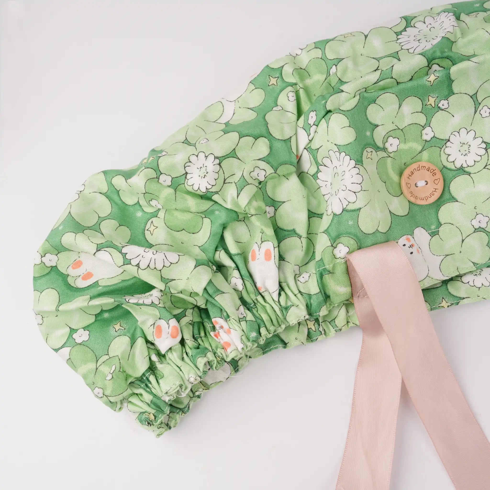 Green Clover Ponytail Scrub Cap