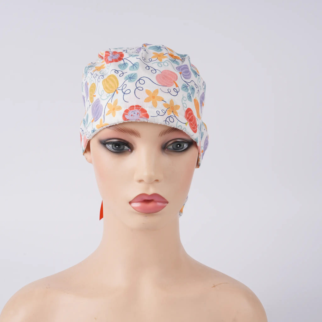 Colorful Pumpkins Ponytail Scrub Cap