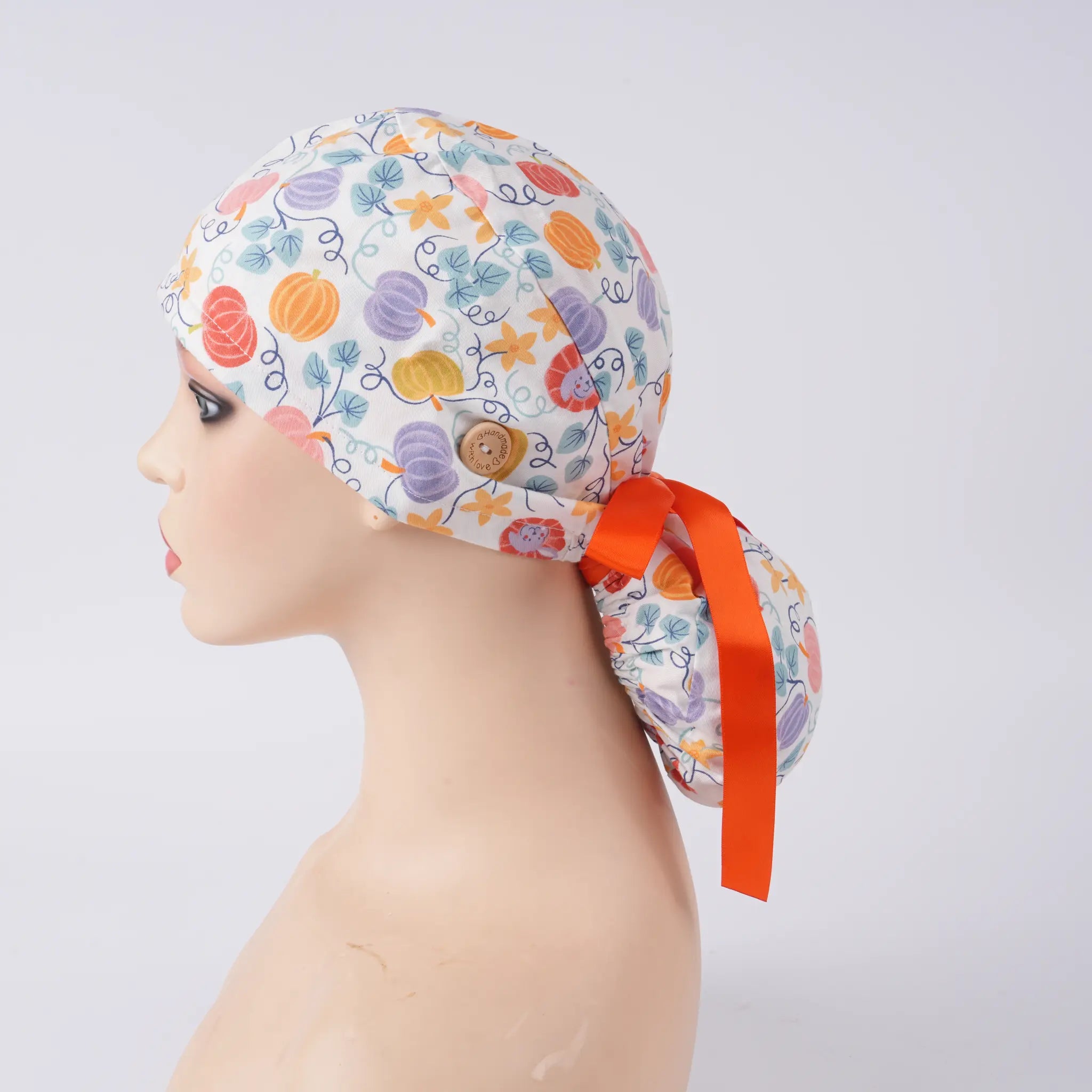 Colorful Pumpkins Ponytail Scrub Cap