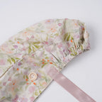 Cream Floral Ponytail Scrub Cap