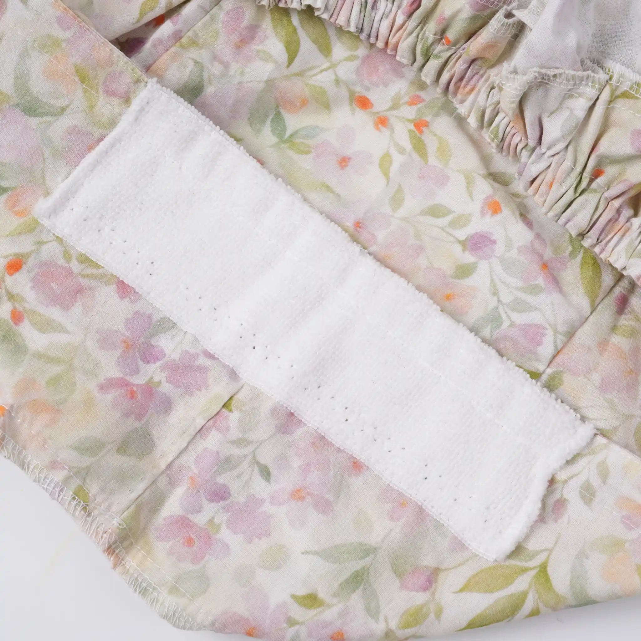 Cream Floral Ponytail Scrub Cap