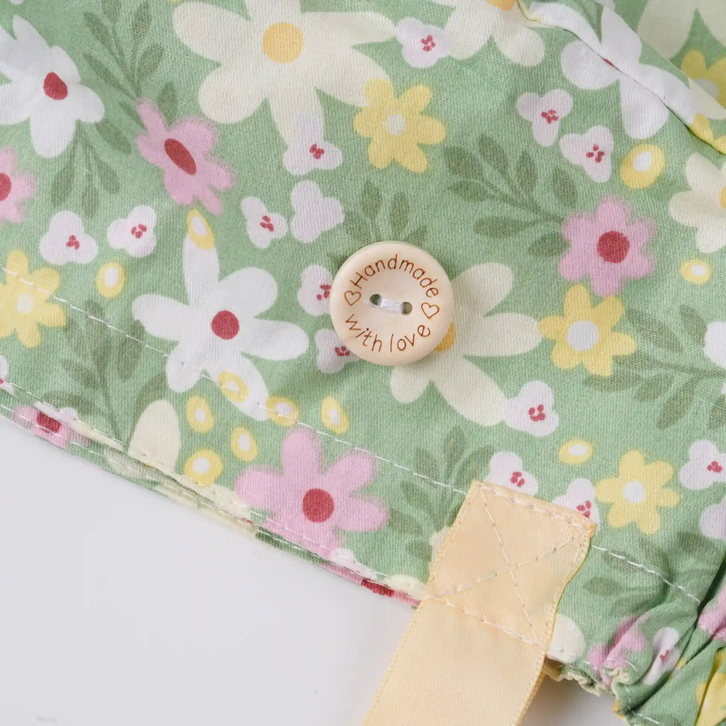Sage Green Daisy Ponytail Scrub Cap