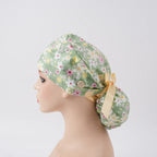 Sage Green Daisy Ponytail Scrub Cap