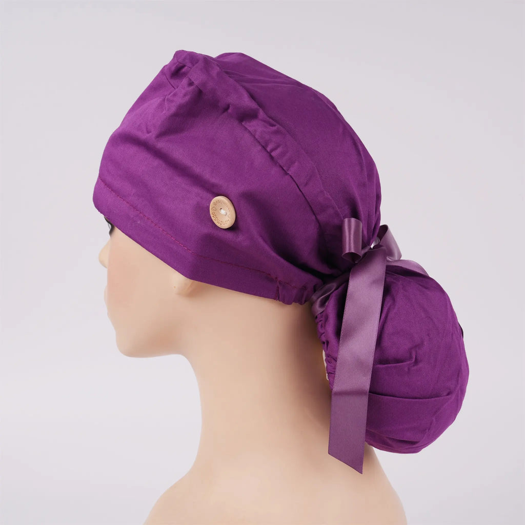 Solid Dark Purple Ponytail Scrub Cap