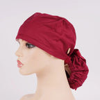 Burgundy Ponytail Scrub Cap