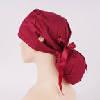 Burgundy Ponytail Scrub Cap