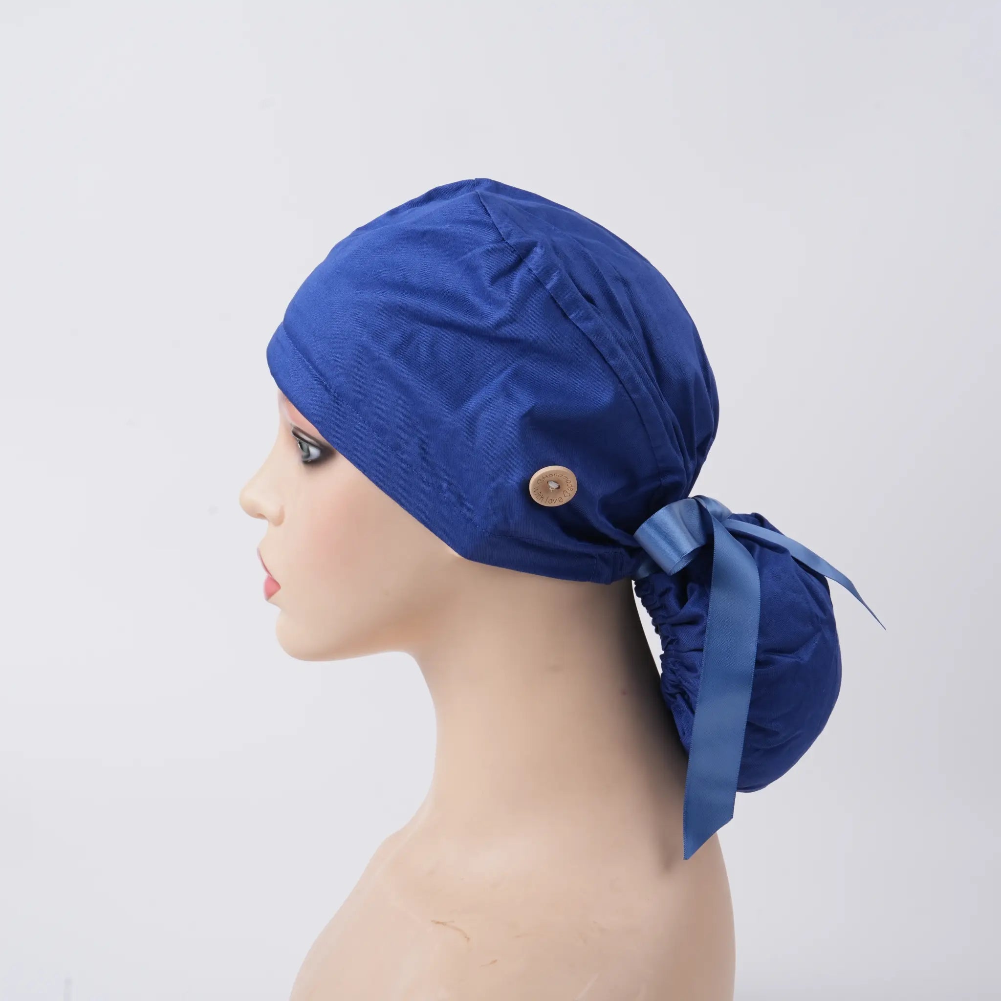 Deep Blue Ponytail Scrub Cap