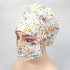 Sika Deer & Flowers Bouffant Scrub Cap