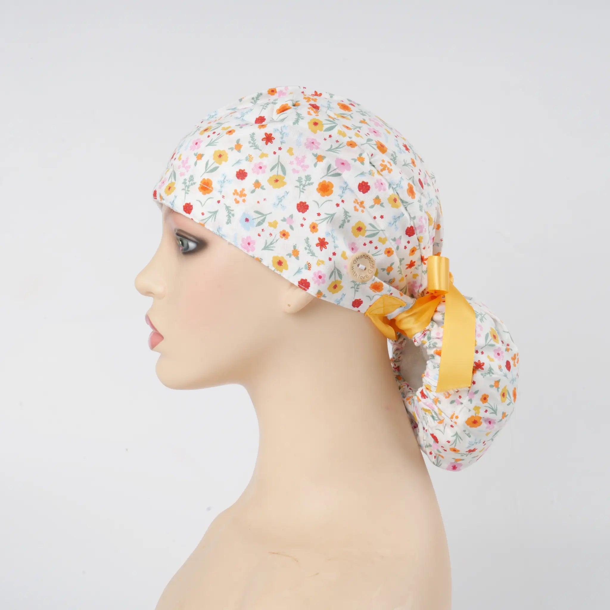Ditsy Floral Ponytail Scrub Cap