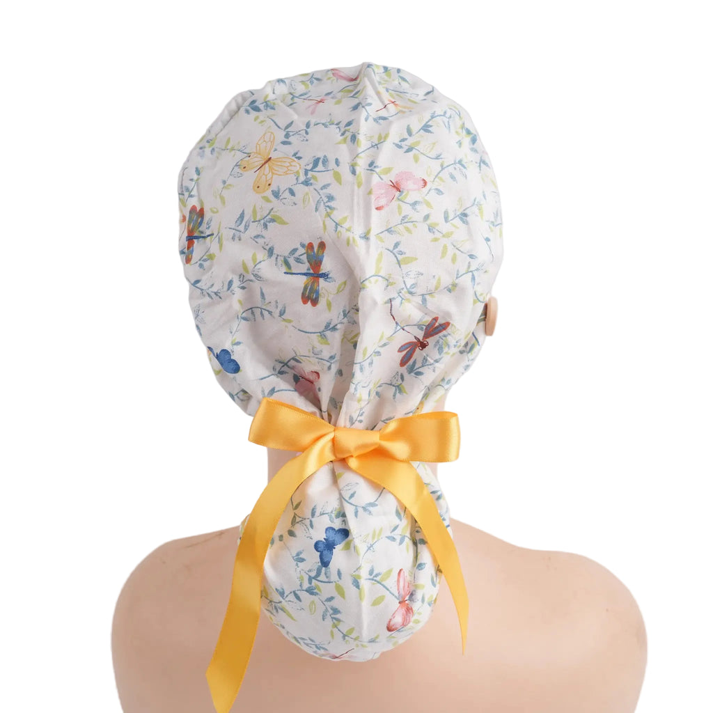 Butterfly & Dragonfly Ponytail Scrub Cap