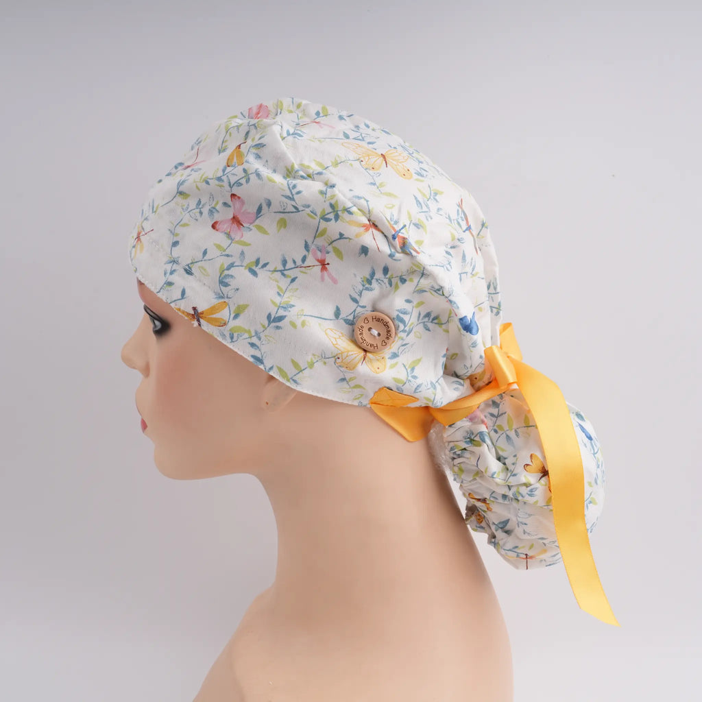 Butterfly & Dragonfly Ponytail Scrub Cap