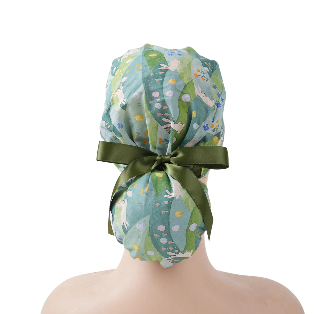 Easter Bunny Ponytail Scrub Cap