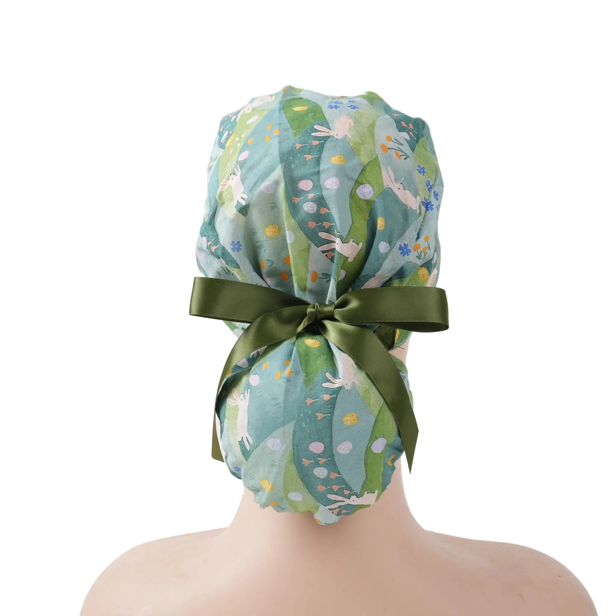 Easter Bunny Ponytail Scrub Cap