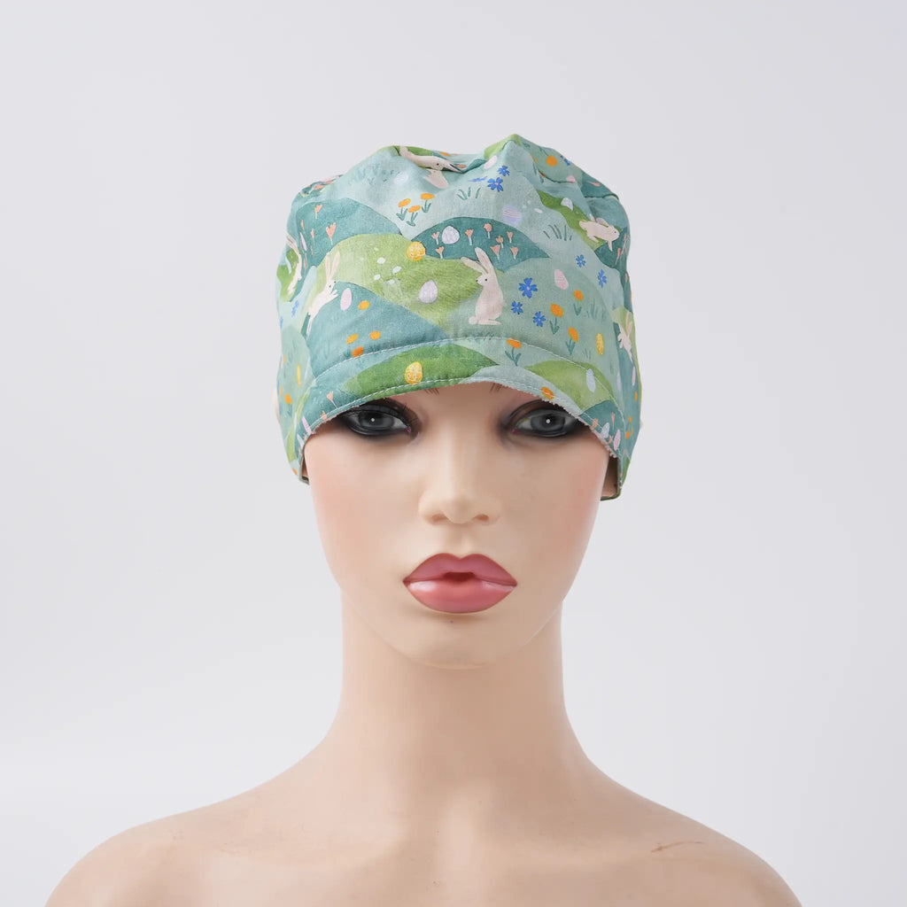 Easter Bunny Ponytail Scrub Cap