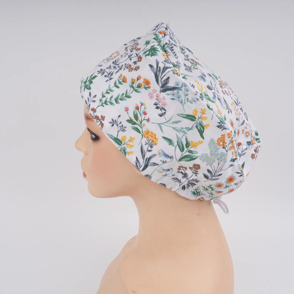 Botanical Print Euro Scrub Cap
