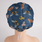 Back view of navy butterfly euro cap on mannequin head