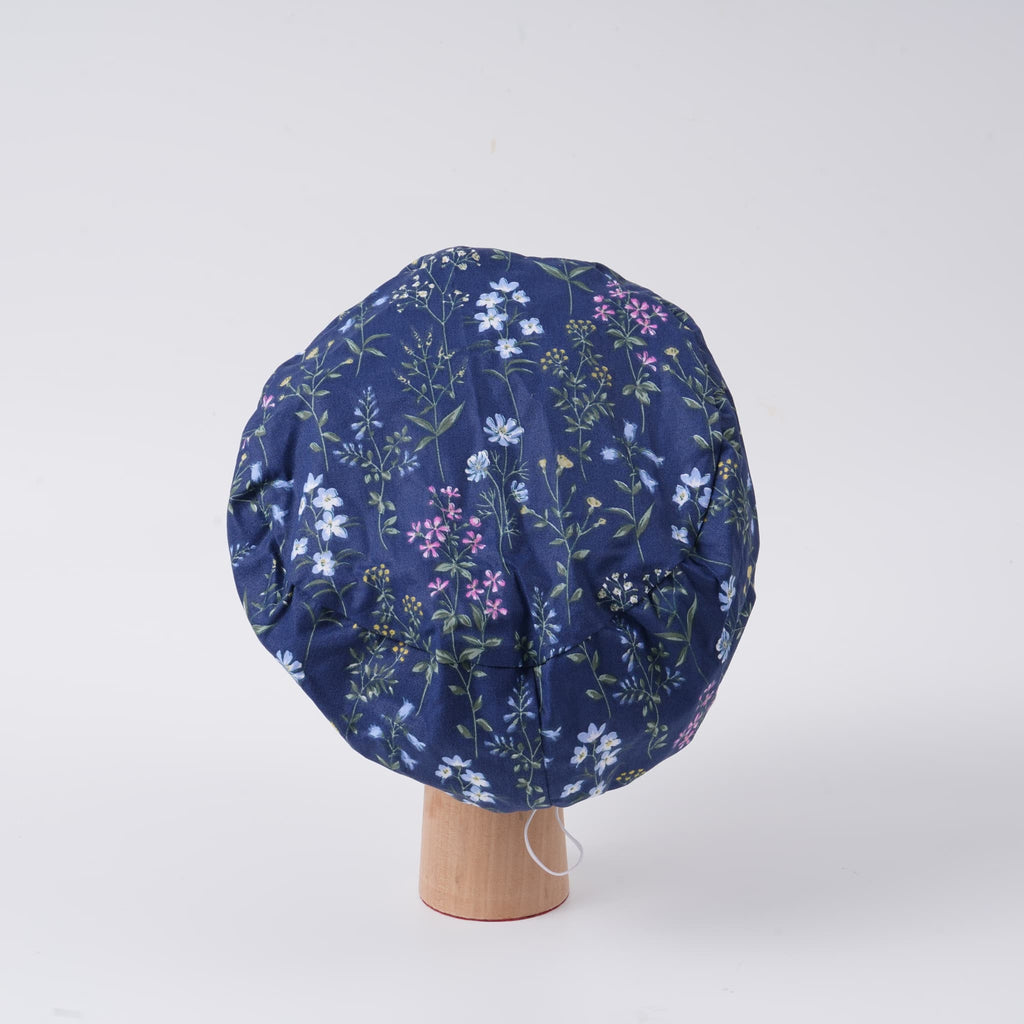 Navy Floral Euro Scrub Cap