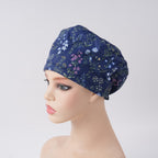 Navy Floral Euro Scrub Cap