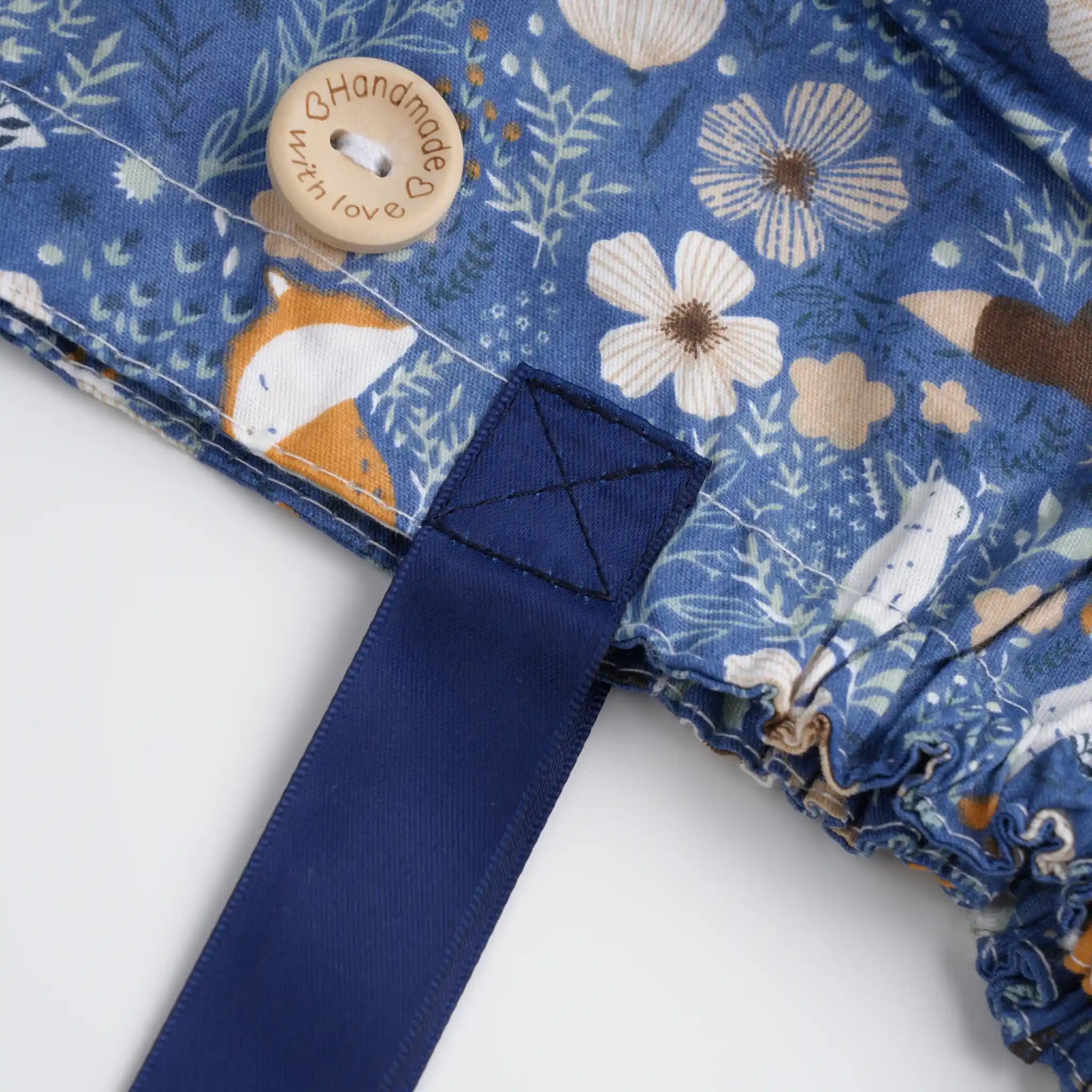 Floral & Animals Navy Ponytail Scrub Cap