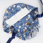 Floral & Animals Navy Ponytail Scrub Cap