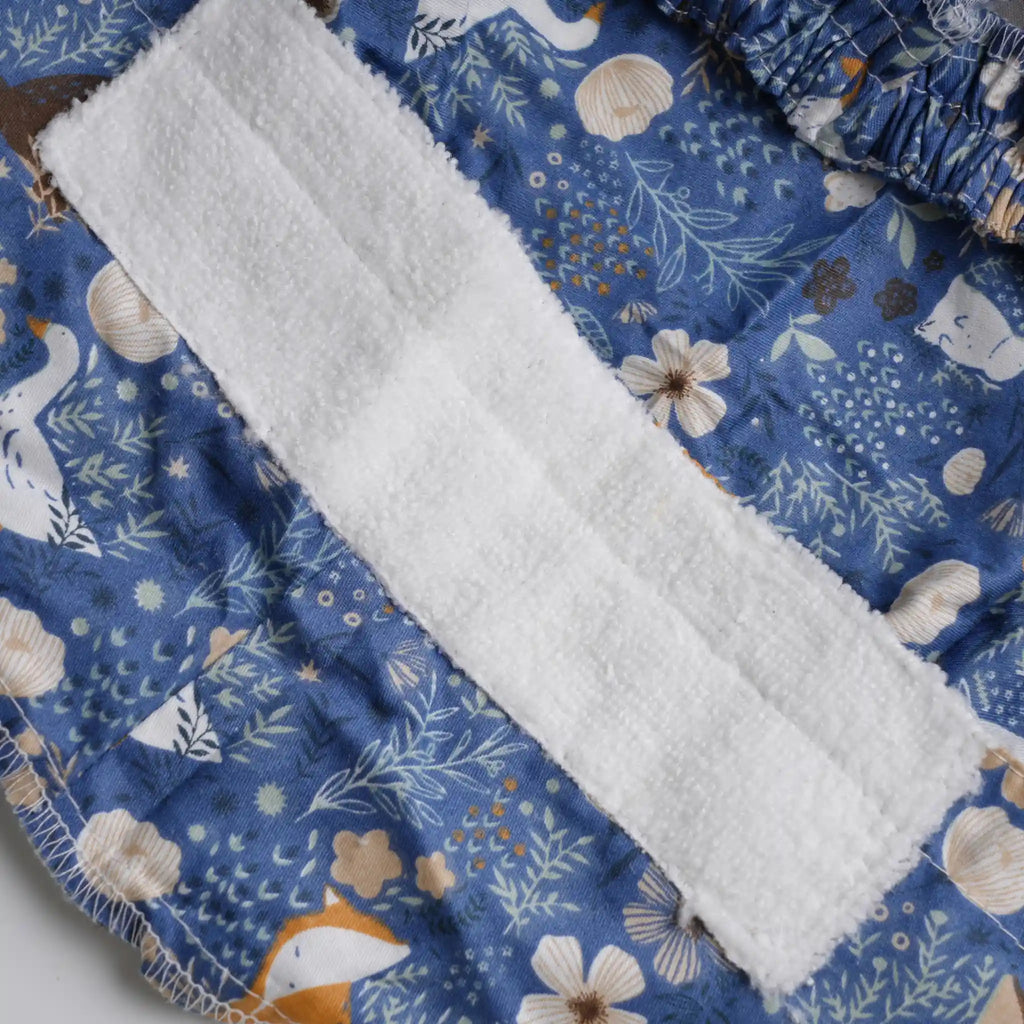 Floral & Animals Navy Ponytail Scrub Cap