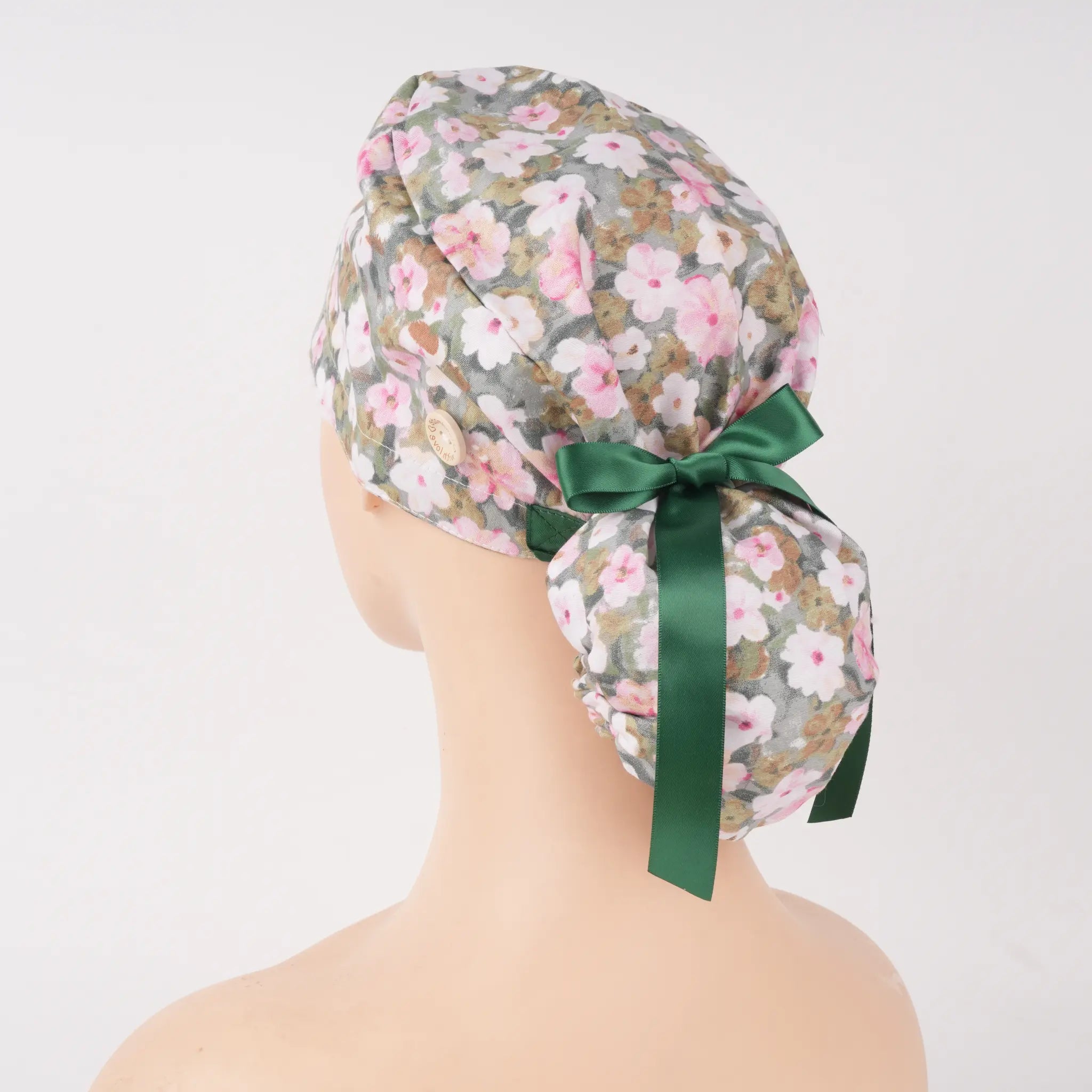 Flowers Ponytail Scrub Cap