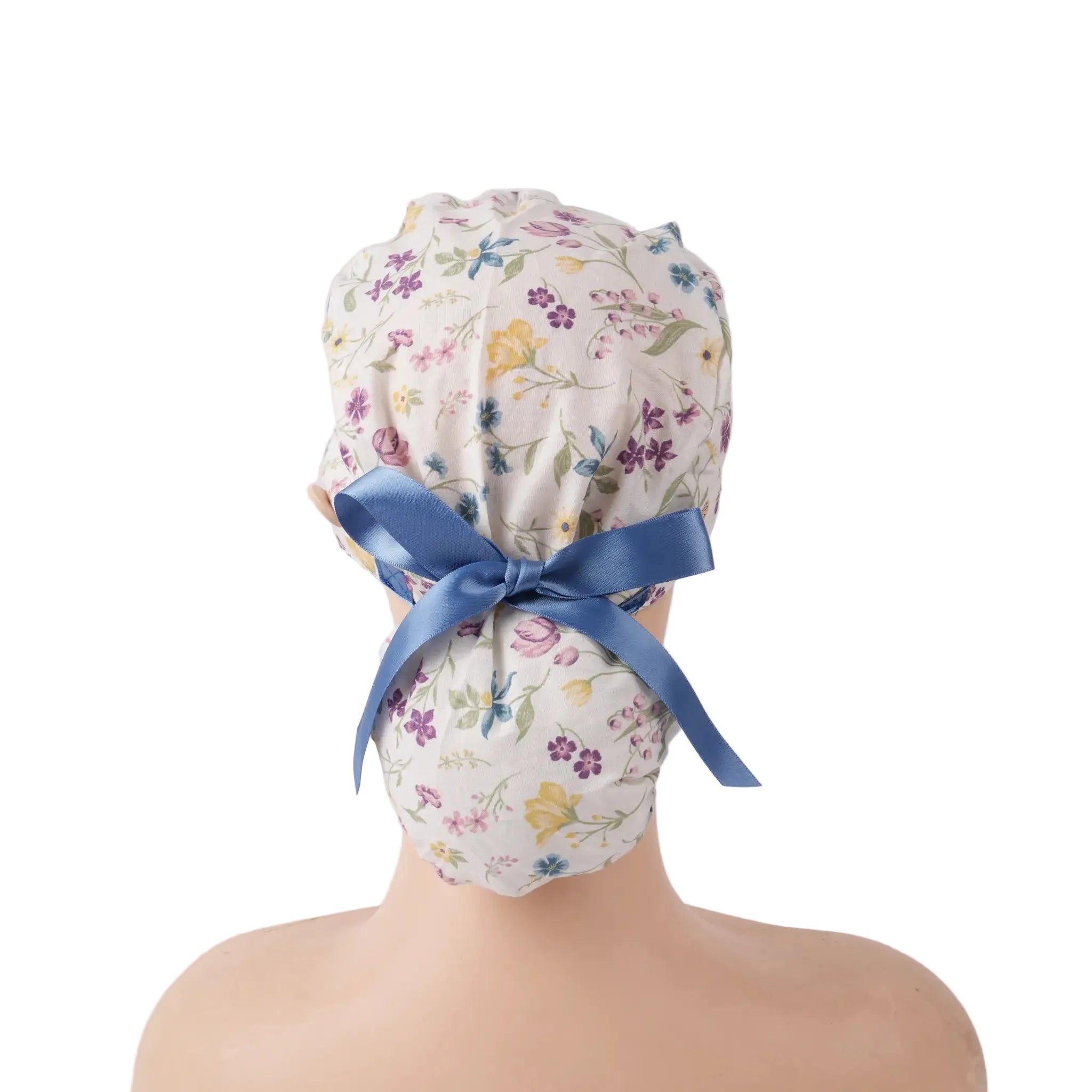 Cottagecore Floral Ponytail Scrub Cap
