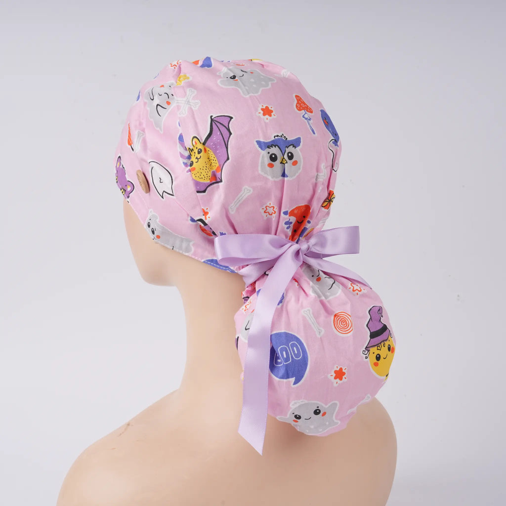 Boo Ghost Ponytail Scrub Cap