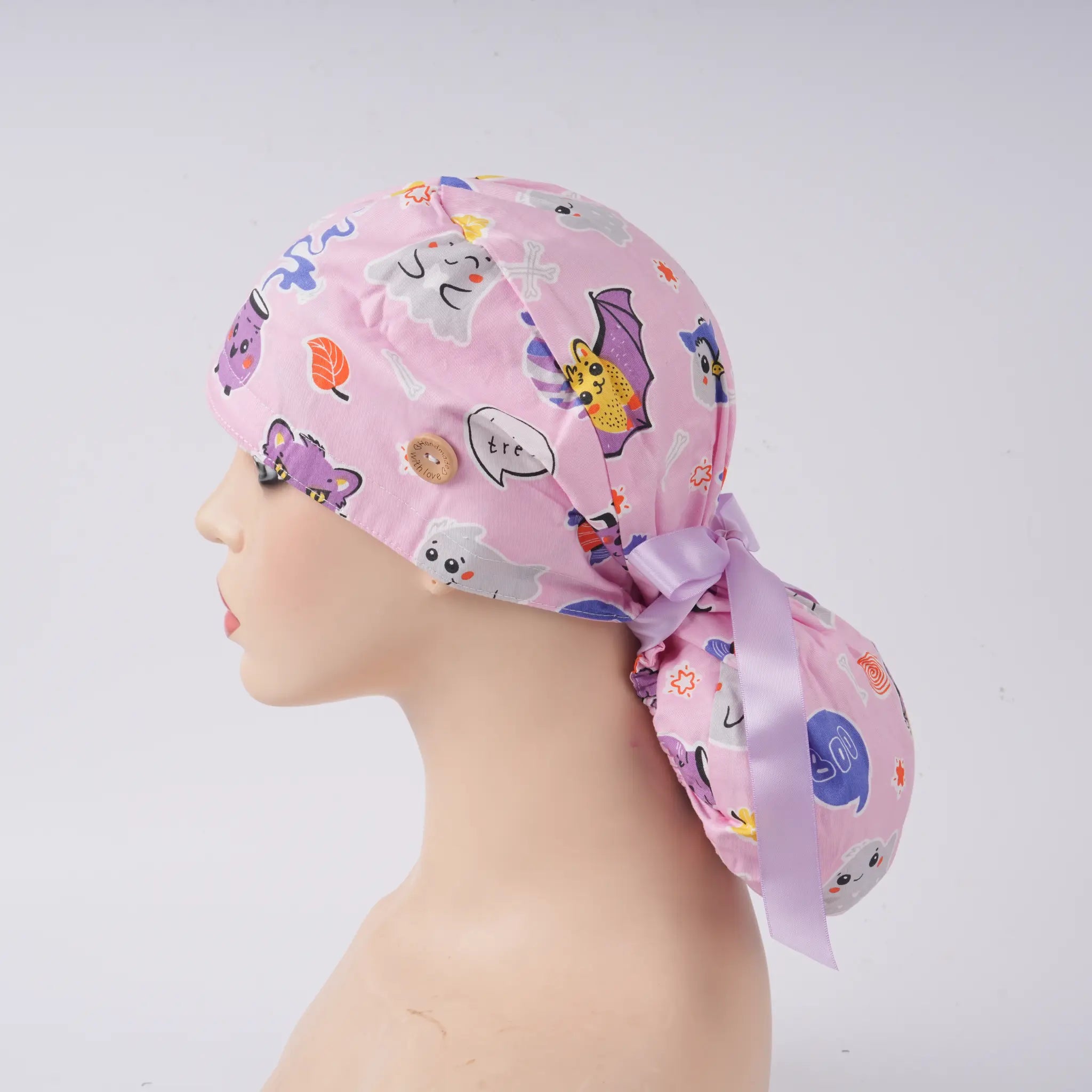 Boo Ghost Ponytail Scrub Cap