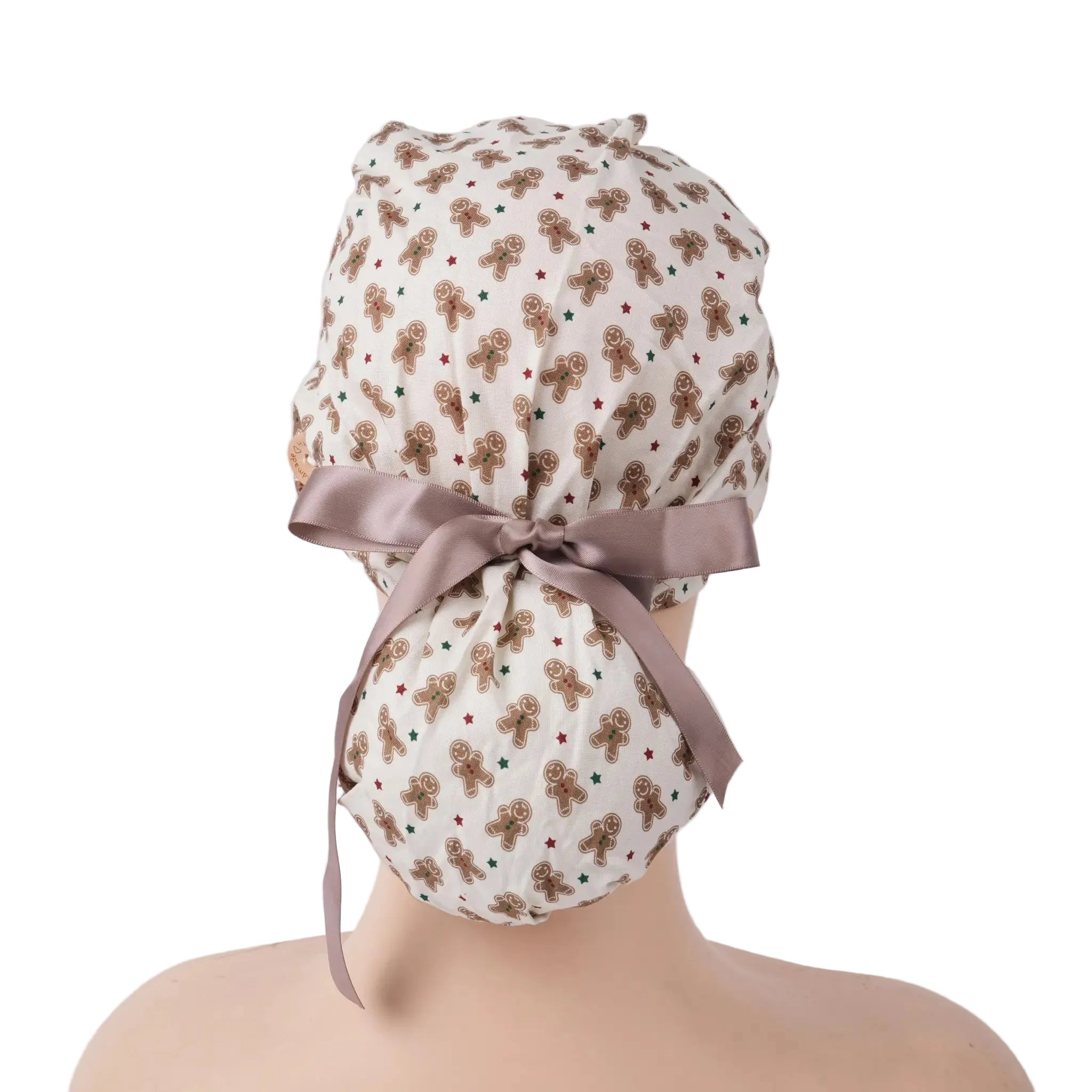 Brown Gingerbread Ponytail Scrub Cap