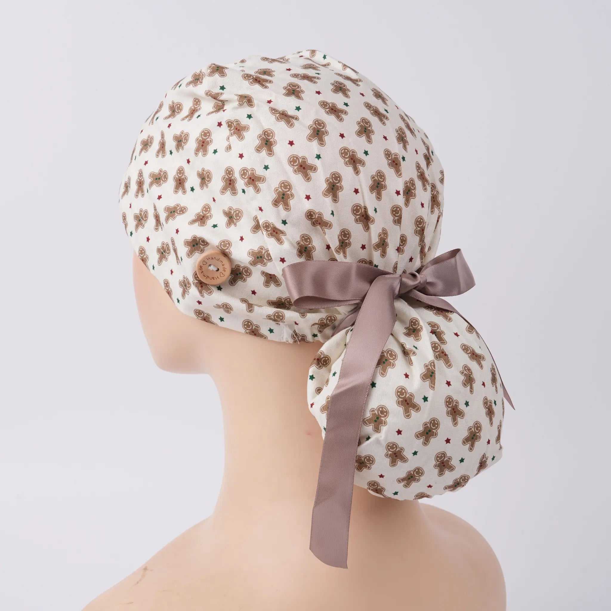Brown Gingerbread Ponytail Scrub Cap