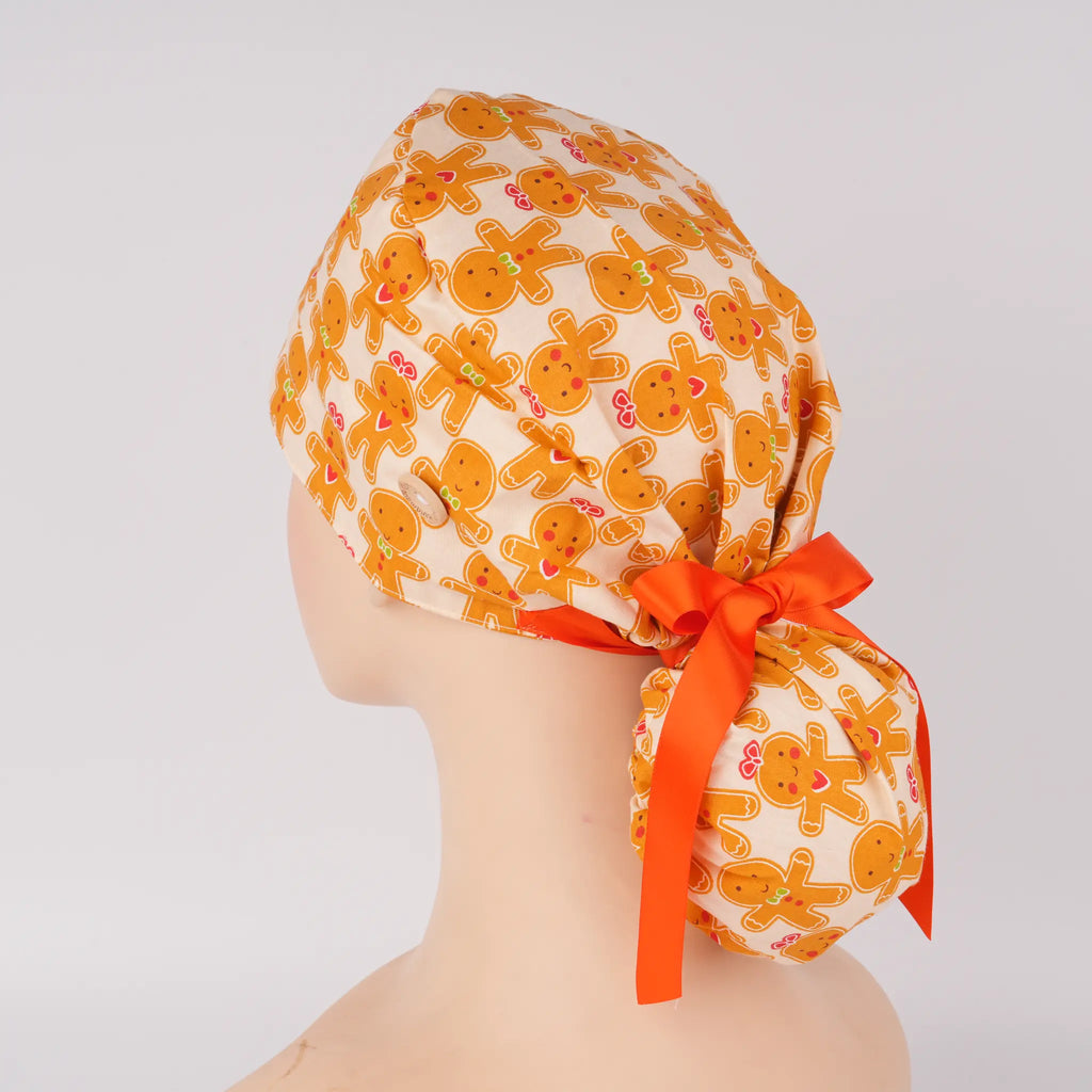 Gingerbread Girls & Boys Ponytail Scrub Cap