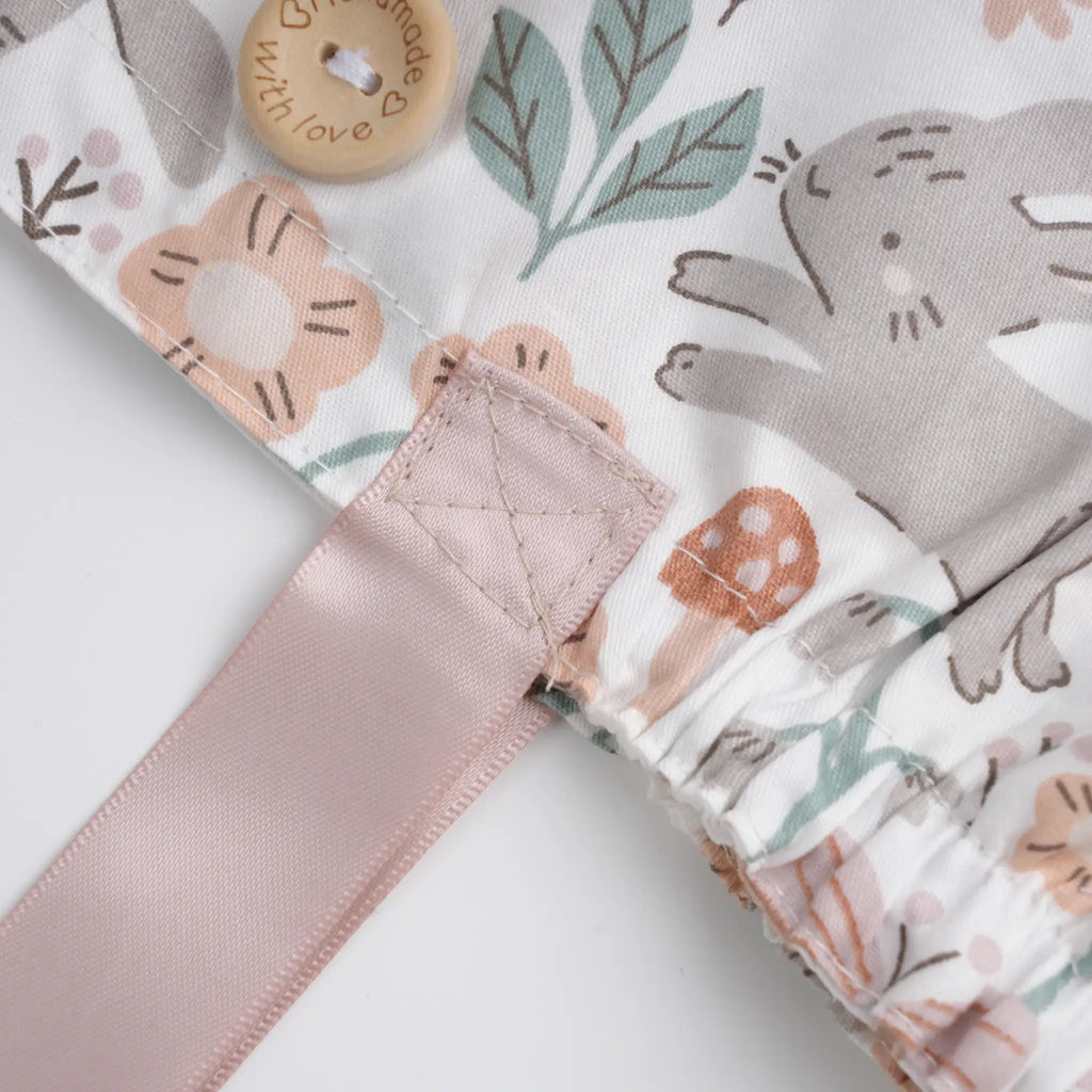 Gray Bunny & Floral Ponytail Scrub Cap
