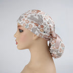 Gray Bunny & Floral Ponytail Scrub Cap