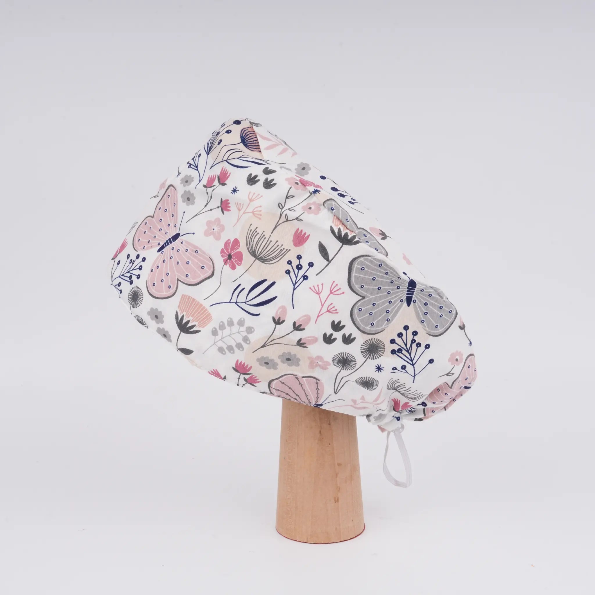 Pink Gray Butterfly Euro Scrub Cap